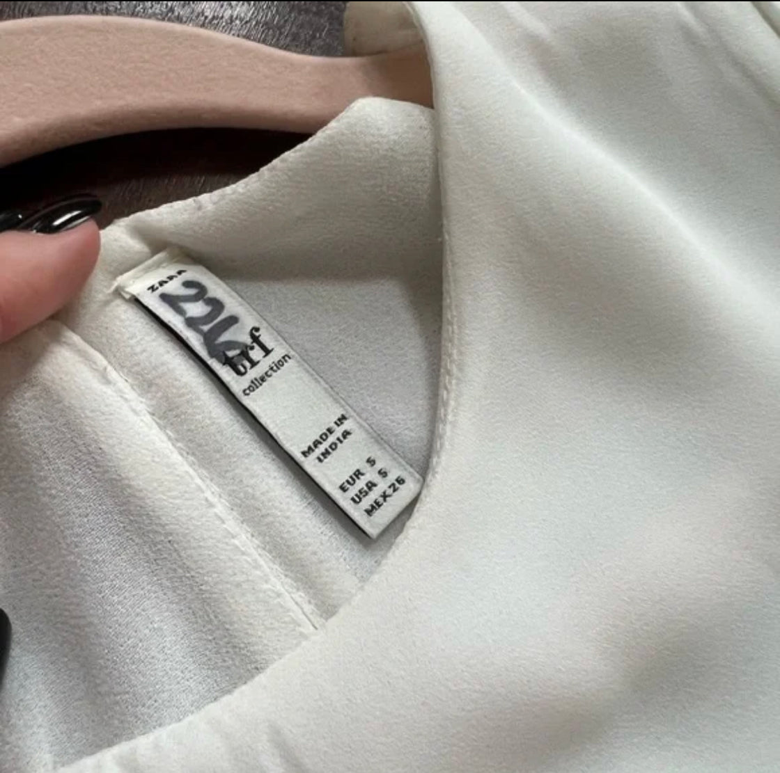 Zara Sleevles White Top Smooth Fabric